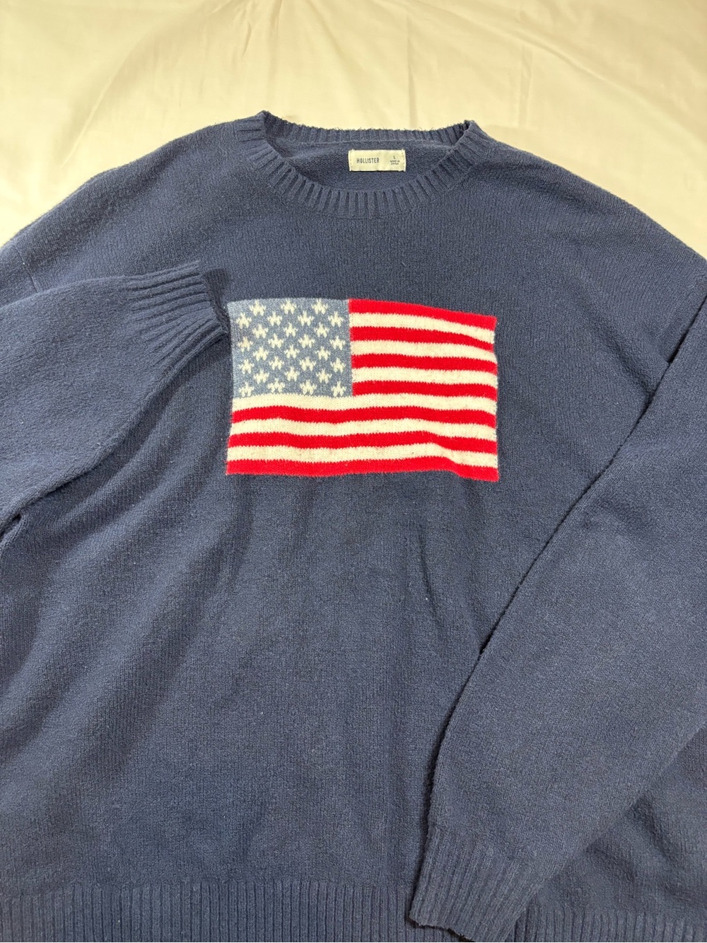 Men's Hollister Sweatshirt American Flag Size Large Vintage Y2K Style